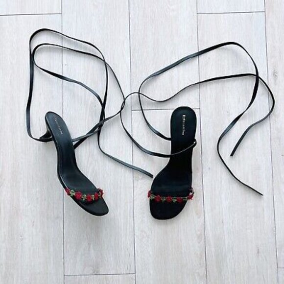 NEW REFORMATION Made In Brazil Leather Carina Lace Up Mid Heel Sandals 725 15j8 - Picture 6 of 10